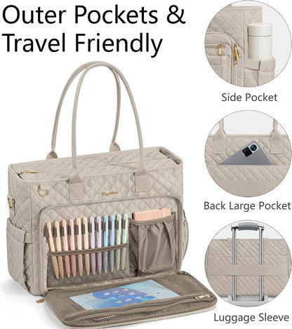 Teacher Tote Bag for Women, 15.6" Laptop Work Tote Computer Bag