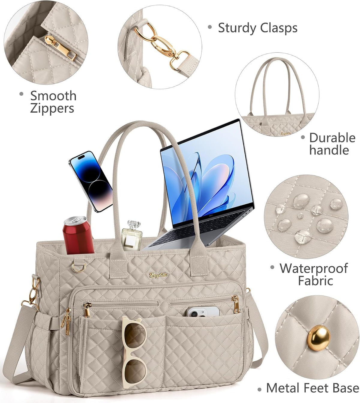 Teacher Tote Bag for Women, 15.6" Laptop Work Tote Computer Bag