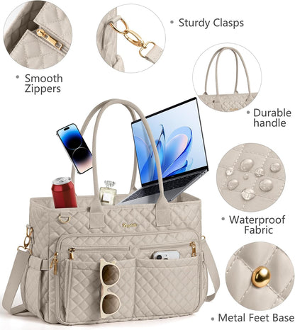 Teacher Tote Bag for Women, 15.6" Laptop Work Tote Computer Bag