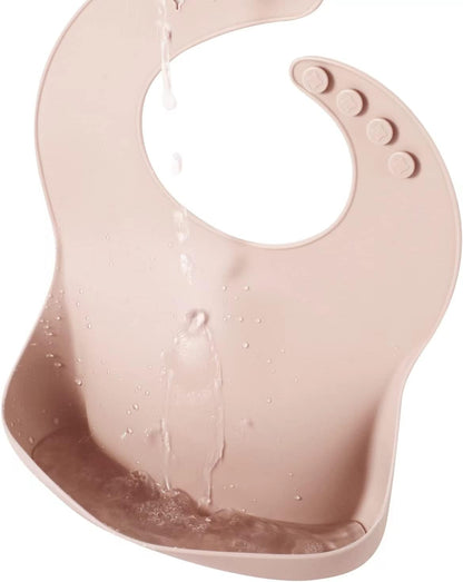 2 Pack Silicone Baby Bibs for Girls, Waterproof Silicone Bibs with Food Catcher, Thick Adjustable Toddler Bibs Baby Food Bibs for Eating, Soft, Non Messy (Pink Tawny)