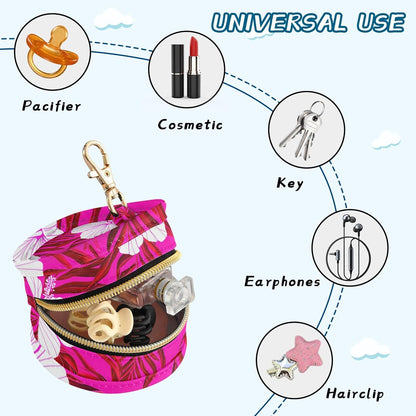 White Hibiscus Flowers Baby Pacifier Holder Case, Dustproof Portable Storage Box for Diaper Bag Purse, Pacifier Storage Container for Boys & Girls