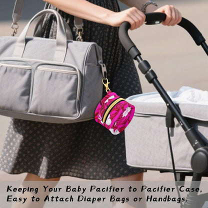 White Hibiscus Flowers Baby Pacifier Holder Case, Dustproof Portable Storage Box for Diaper Bag Purse, Pacifier Storage Container for Boys & Girls