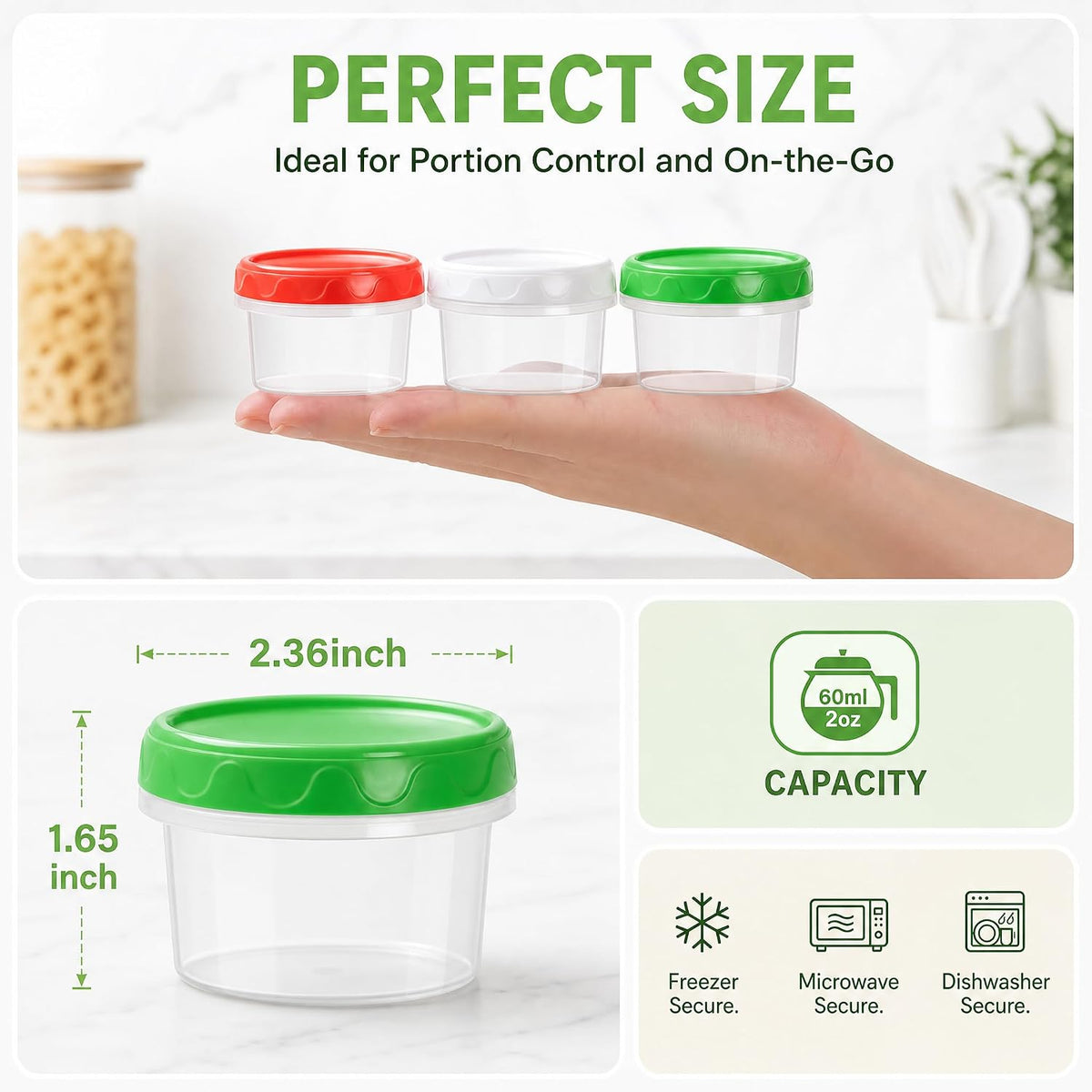 8oz Small Plastic Freezer Food Containers with Lids, 1 Cup, 12pcs