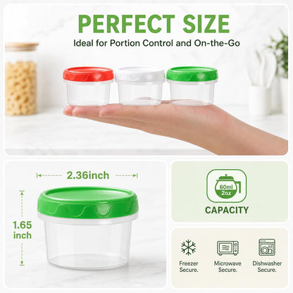 8oz Small Plastic Freezer Food Containers with Lids, 1 Cup, 12pcs