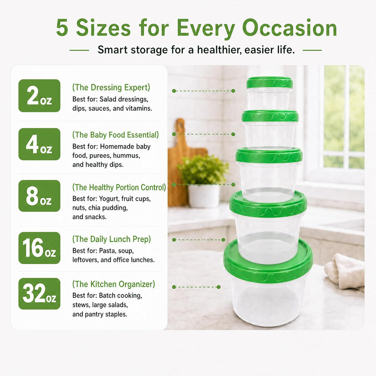 8oz Small Plastic Freezer Food Containers with Lids, 1 Cup, 12pcs