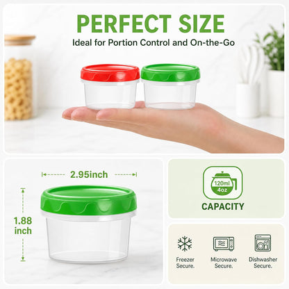 8oz Small Plastic Freezer Food Containers with Lids, 1 Cup, 12pcs