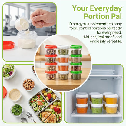 8oz Small Plastic Freezer Food Containers with Lids, 1 Cup, 12pcs