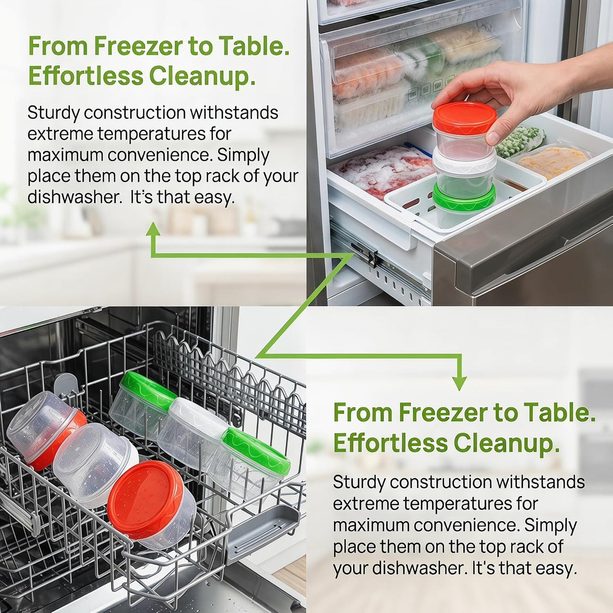 8oz Small Plastic Freezer Food Containers with Lids, 1 Cup, 12pcs