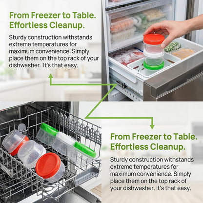 8oz Small Plastic Freezer Food Containers with Lids, 1 Cup, 12pcs