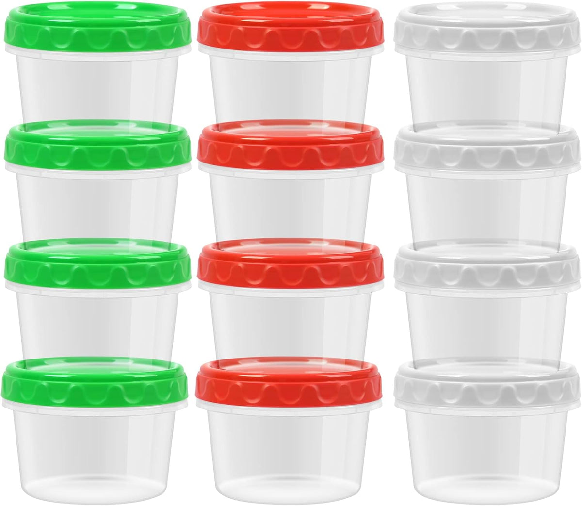 8oz Small Plastic Freezer Food Containers with Lids, 1 Cup, 12pcs