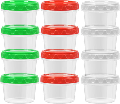 8oz Small Plastic Freezer Food Containers with Lids, 1 Cup, 12pcs