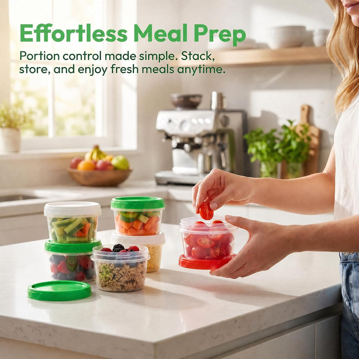 8oz Small Plastic Freezer Food Containers with Lids, 1 Cup, 12pcs