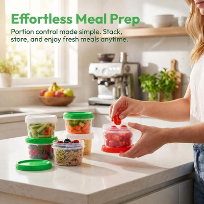 8oz Small Plastic Freezer Food Containers with Lids, 1 Cup, 12pcs