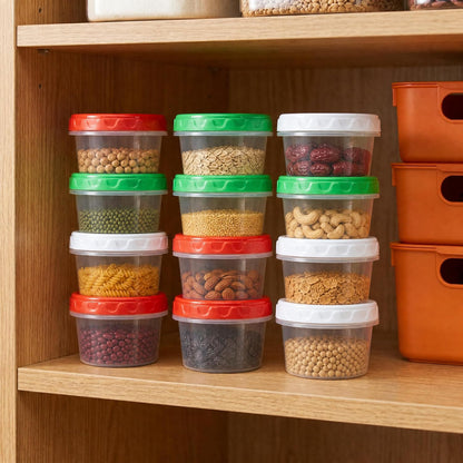 8oz Small Plastic Freezer Food Containers with Lids, 1 Cup, 12pcs