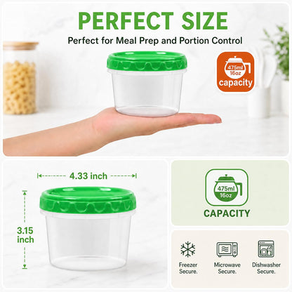 8oz Small Plastic Freezer Food Containers with Lids, 1 Cup, 12pcs