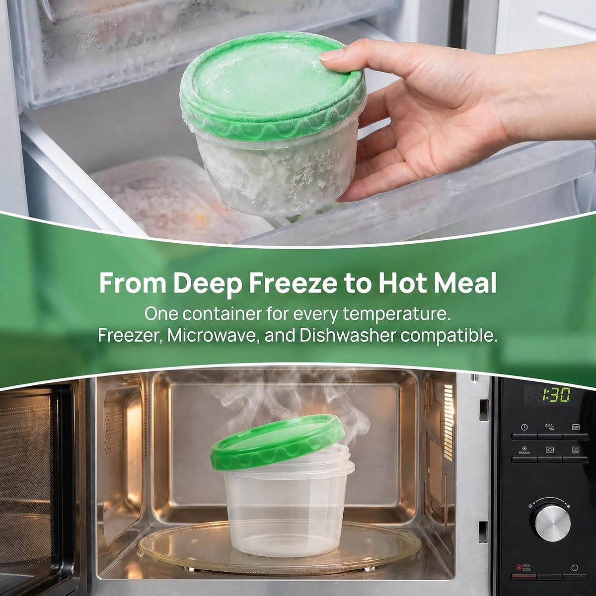 8oz Small Plastic Freezer Food Containers with Lids, 1 Cup, 12pcs