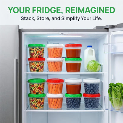 8oz Small Plastic Freezer Food Containers with Lids, 1 Cup, 12pcs
