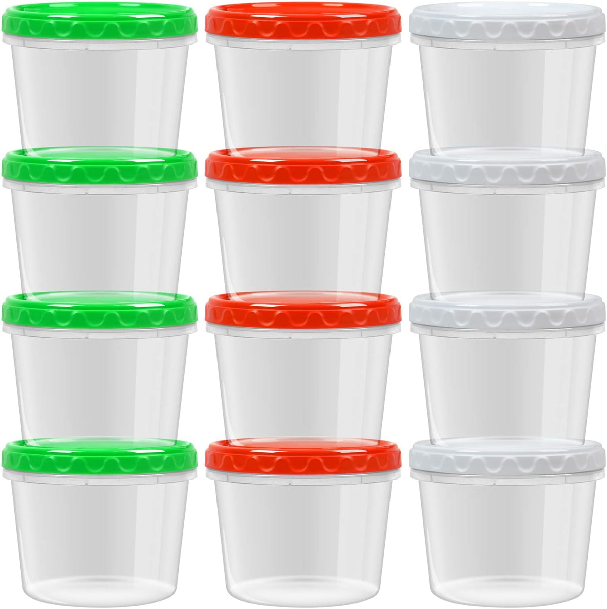 8oz Small Plastic Freezer Food Containers with Lids, 1 Cup, 12pcs