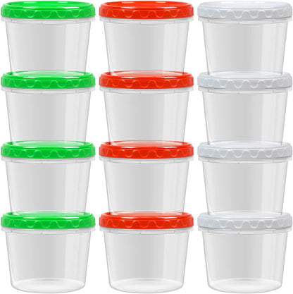 8oz Small Plastic Freezer Food Containers with Lids, 1 Cup, 12pcs