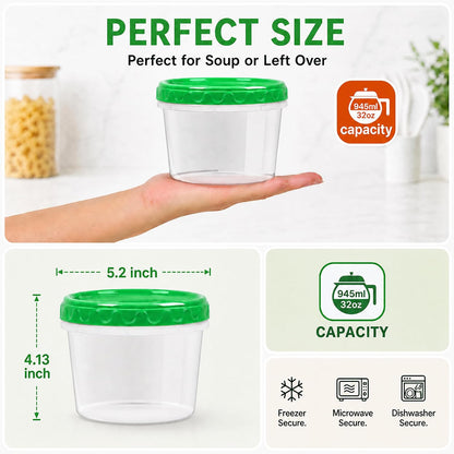 8oz Small Plastic Freezer Food Containers with Lids, 1 Cup, 12pcs