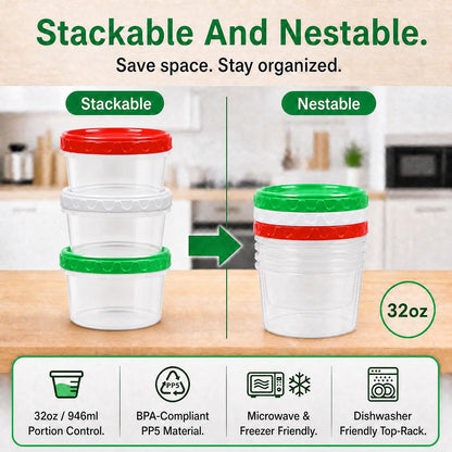 8oz Small Plastic Freezer Food Containers with Lids, 1 Cup, 12pcs