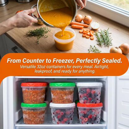 8oz Small Plastic Freezer Food Containers with Lids, 1 Cup, 12pcs