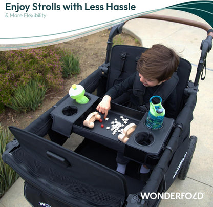 Flex Snack Tray for W4 Stroller Wagon with Convertible Cup Holders & Adjustable Sidewalls to Maximize Space, Easy to Install, Easy to Clean