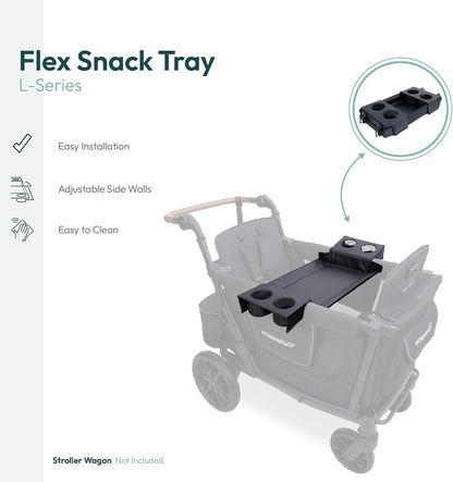 Flex Snack Tray for W4 Stroller Wagon with Convertible Cup Holders & Adjustable Sidewalls to Maximize Space, Easy to Install, Easy to Clean