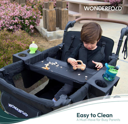 Flex Snack Tray for W4 Stroller Wagon with Convertible Cup Holders & Adjustable Sidewalls to Maximize Space, Easy to Install, Easy to Clean