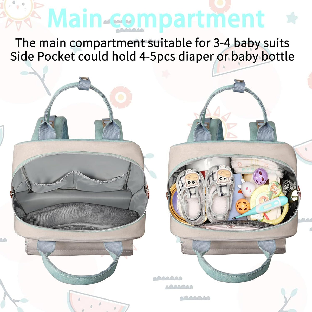 Diaper Bag Backpack, Baby Girl Diaper Bag for Mom, Large Pink Floral Diaper Bag Backpack for Girls, Waterproof Mom Backpack for Work Travel Holiday with Insulated Pockets and Stroller Straps