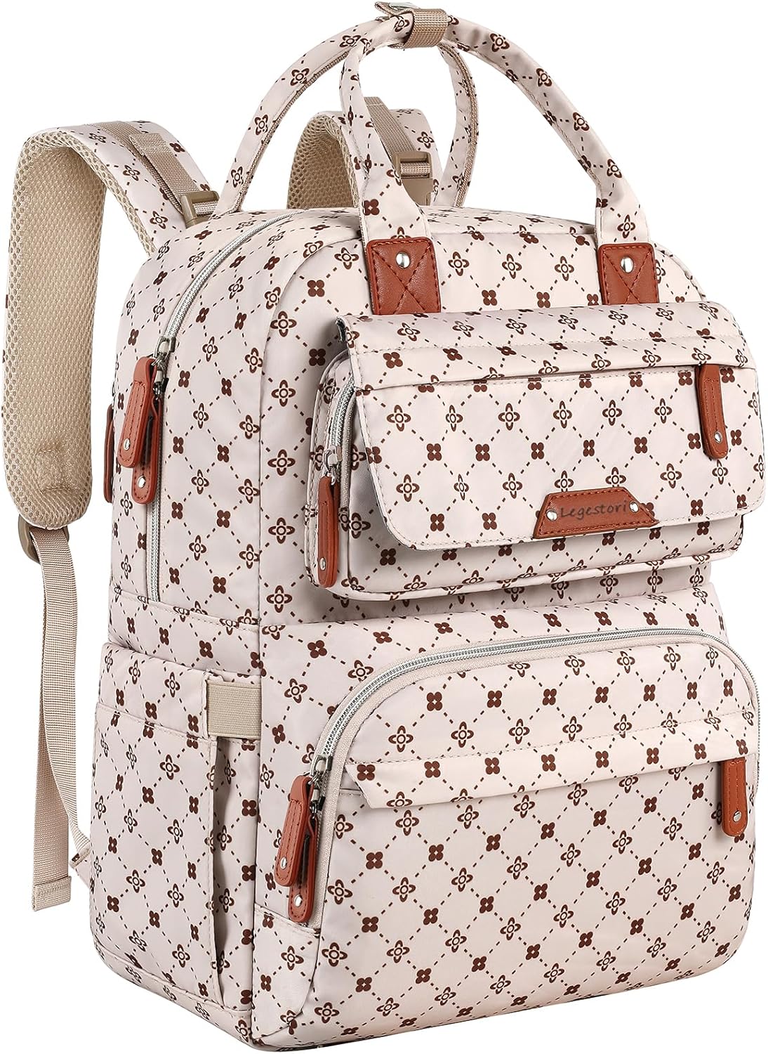 Diaper Bag Backpack, Baby Girl Diaper Bag for Mom, Large Pink Floral Diaper Bag Backpack for Girls, Waterproof Mom Backpack for Work Travel Holiday with Insulated Pockets and Stroller Straps