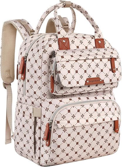 Diaper Bag Backpack, Baby Girl Diaper Bag for Mom, Large Pink Floral Diaper Bag Backpack for Girls, Waterproof Mom Backpack for Work Travel Holiday with Insulated Pockets and Stroller Straps