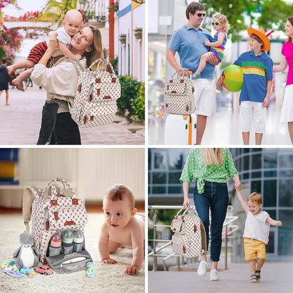 Diaper Bag Backpack, Baby Girl Diaper Bag for Mom, Large Pink Floral Diaper Bag Backpack for Girls, Waterproof Mom Backpack for Work Travel Holiday with Insulated Pockets and Stroller Straps