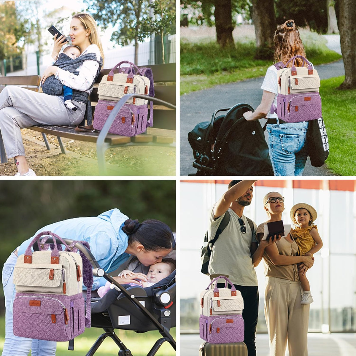 Diaper Bag Backpack, Baby Girl Diaper Bag for Mom, Large Pink Floral Diaper Bag Backpack for Girls, Waterproof Mom Backpack for Work Travel Holiday with Insulated Pockets and Stroller Straps