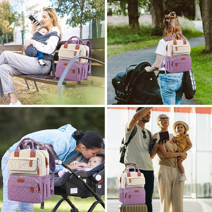 Diaper Bag Backpack, Baby Girl Diaper Bag for Mom, Large Pink Floral Diaper Bag Backpack for Girls, Waterproof Mom Backpack for Work Travel Holiday with Insulated Pockets and Stroller Straps