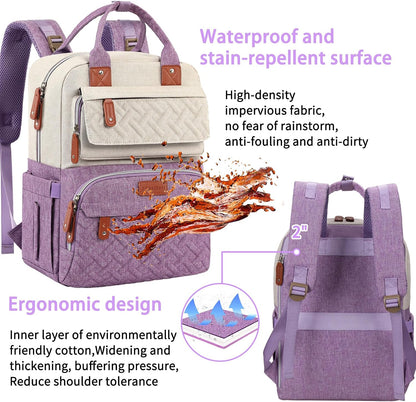 Diaper Bag Backpack, Baby Girl Diaper Bag for Mom, Large Pink Floral Diaper Bag Backpack for Girls, Waterproof Mom Backpack for Work Travel Holiday with Insulated Pockets and Stroller Straps