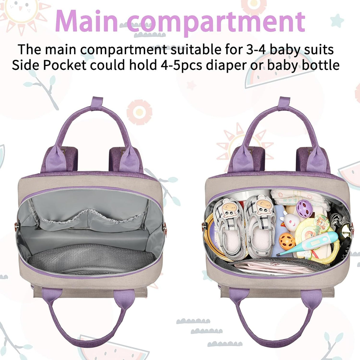 Diaper Bag Backpack, Baby Girl Diaper Bag for Mom, Large Pink Floral Diaper Bag Backpack for Girls, Waterproof Mom Backpack for Work Travel Holiday with Insulated Pockets and Stroller Straps