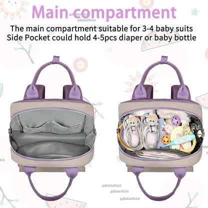 Diaper Bag Backpack, Baby Girl Diaper Bag for Mom, Large Pink Floral Diaper Bag Backpack for Girls, Waterproof Mom Backpack for Work Travel Holiday with Insulated Pockets and Stroller Straps