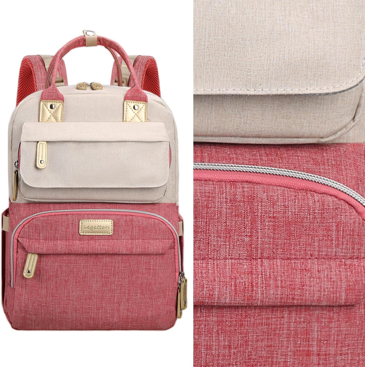 Diaper Bag Backpack, Baby Girl Diaper Bag for Mom, Large Pink Floral Diaper Bag Backpack for Girls, Waterproof Mom Backpack for Work Travel Holiday with Insulated Pockets and Stroller Straps