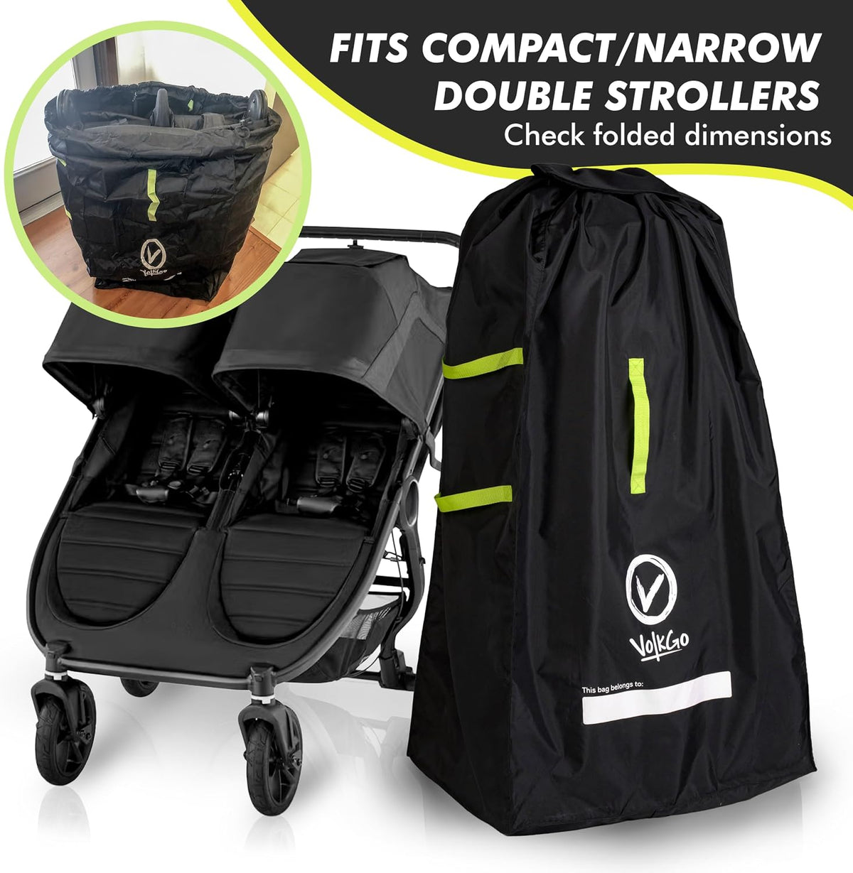 XL Stroller Travel Bag for Airplane with Backpack Shoulder Straps, Stroller Cover for Air Travel, Jogger & Carrier, Waterproof Travel Cover (18x24x47 in)
