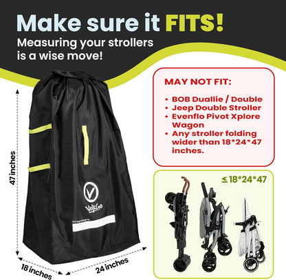 XL Stroller Travel Bag for Airplane with Backpack Shoulder Straps, Stroller Cover for Air Travel, Jogger & Carrier, Waterproof Travel Cover (18x24x47 in)