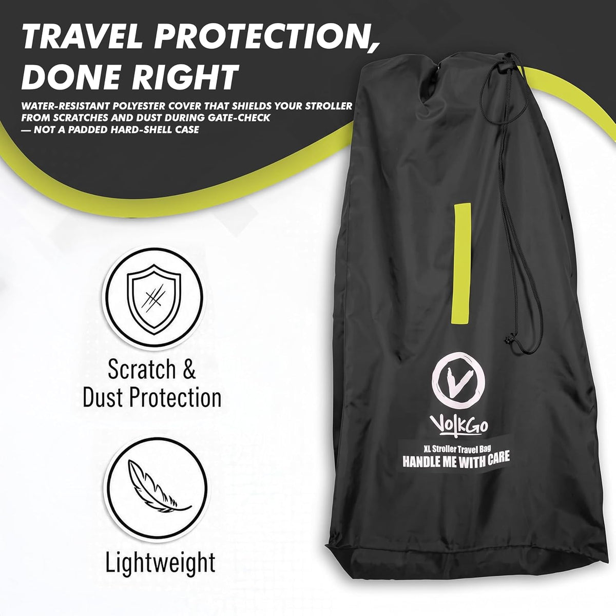 XL Stroller Travel Bag for Airplane with Backpack Shoulder Straps, Stroller Cover for Air Travel, Jogger & Carrier, Waterproof Travel Cover (18x24x47 in)