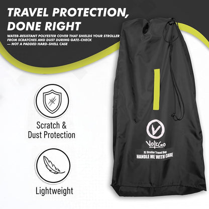XL Stroller Travel Bag for Airplane with Backpack Shoulder Straps, Stroller Cover for Air Travel, Jogger & Carrier, Waterproof Travel Cover (18x24x47 in)
