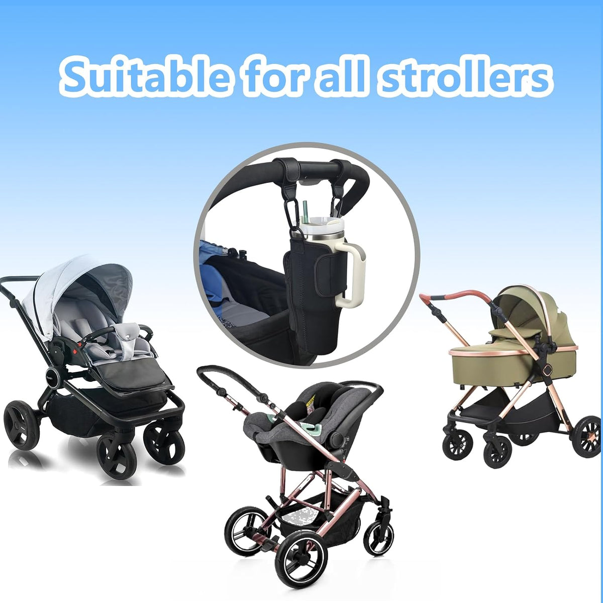 Stroller Cup Holder Compatible with Stanley