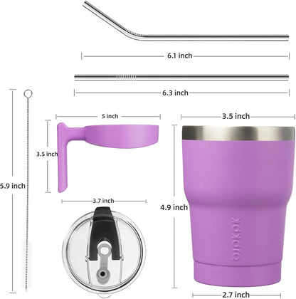 20 oz Tumbler with Handle & Straw, Insulated Stainless Steel Mug | Double Wall Vacuum, Keeps Hot/Cold, Thermal Cup, BPA Free, Dishwasher Safe, Cupholder Fit, Coffee & Travel, Indigo Black