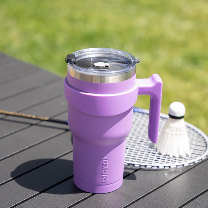 20 oz Tumbler with Handle & Straw, Insulated Stainless Steel Mug | Double Wall Vacuum, Keeps Hot/Cold, Thermal Cup, BPA Free, Dishwasher Safe, Cupholder Fit, Coffee & Travel, Indigo Black
