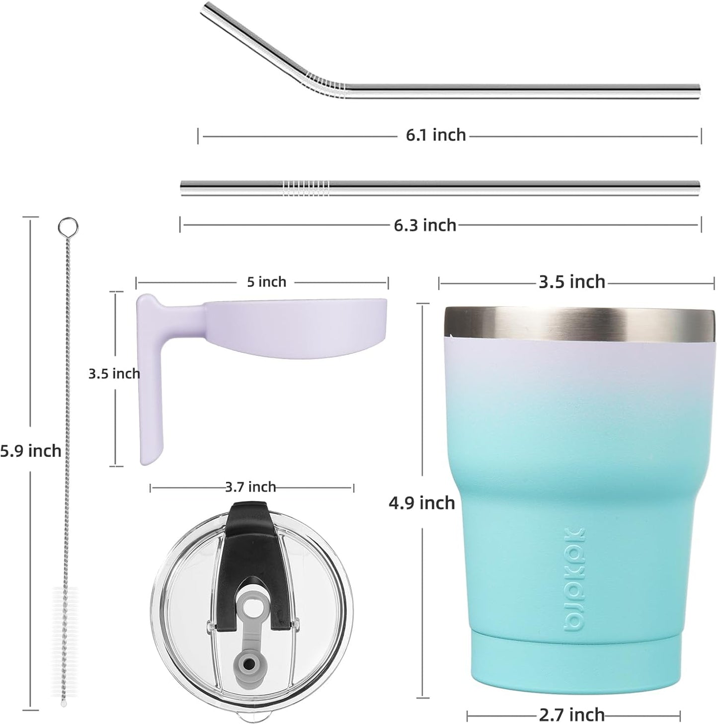 20 oz Tumbler with Handle & Straw, Insulated Stainless Steel Mug | Double Wall Vacuum, Keeps Hot/Cold, Thermal Cup, BPA Free, Dishwasher Safe, Cupholder Fit, Coffee & Travel, Indigo Black