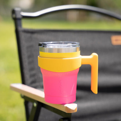 20 oz Tumbler with Handle & Straw, Insulated Stainless Steel Mug | Double Wall Vacuum, Keeps Hot/Cold, Thermal Cup, BPA Free, Dishwasher Safe, Cupholder Fit, Coffee & Travel, Indigo Black