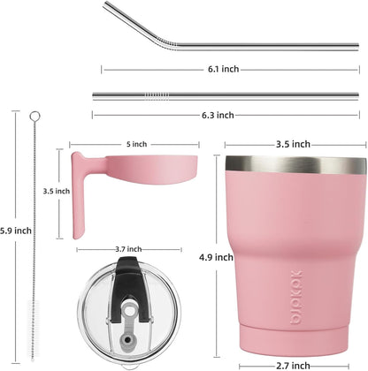 20 oz Tumbler with Handle & Straw, Insulated Stainless Steel Mug | Double Wall Vacuum, Keeps Hot/Cold, Thermal Cup, BPA Free, Dishwasher Safe, Cupholder Fit, Coffee & Travel, Indigo Black