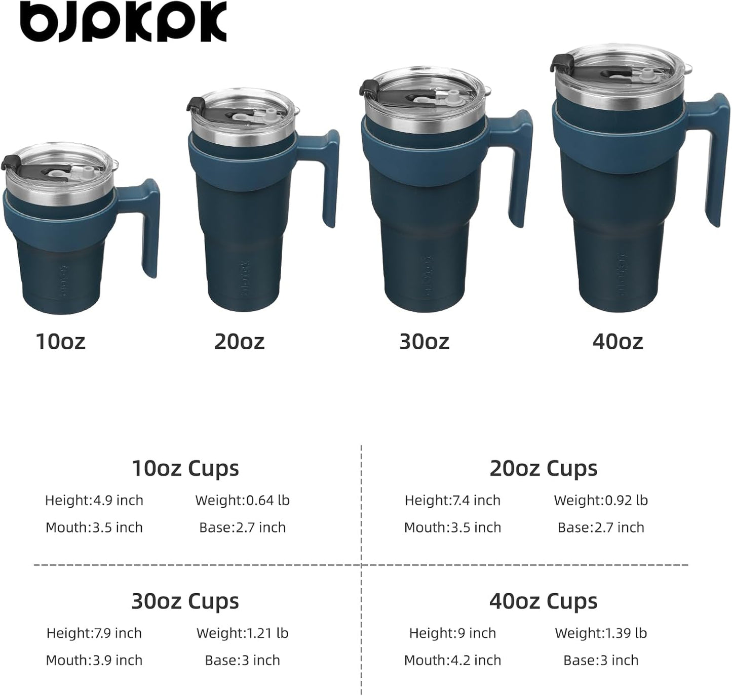 20 oz Tumbler with Handle & Straw, Insulated Stainless Steel Mug | Double Wall Vacuum, Keeps Hot/Cold, Thermal Cup, BPA Free, Dishwasher Safe, Cupholder Fit, Coffee & Travel, Indigo Black